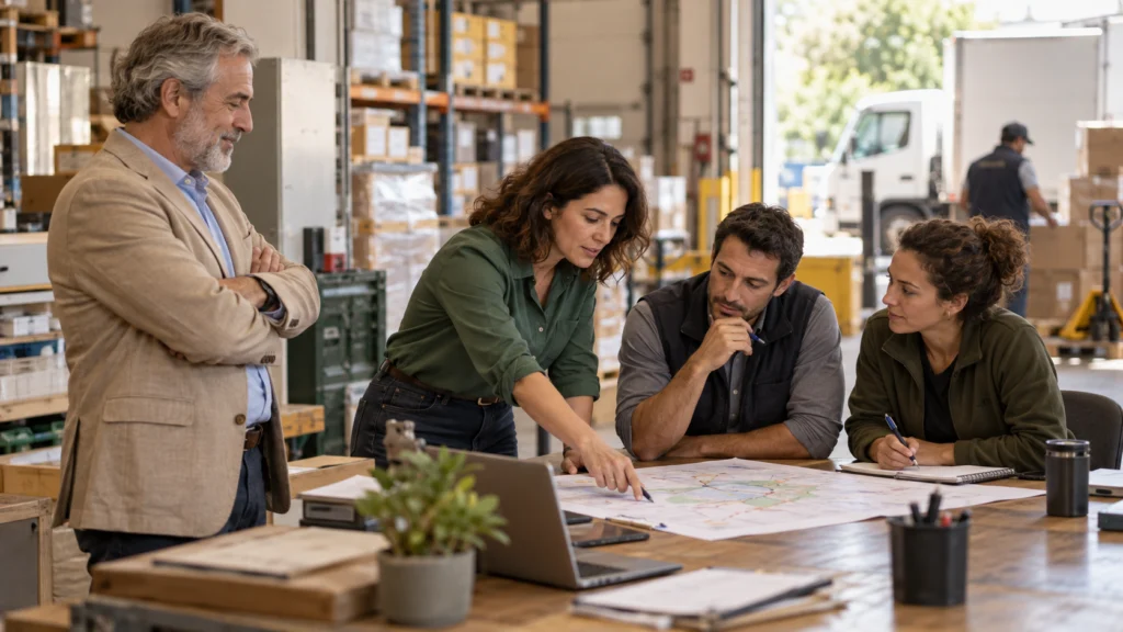 Equipo de operaciones tomando decisiones mientras el dueño observa sin centralizar la tarea.